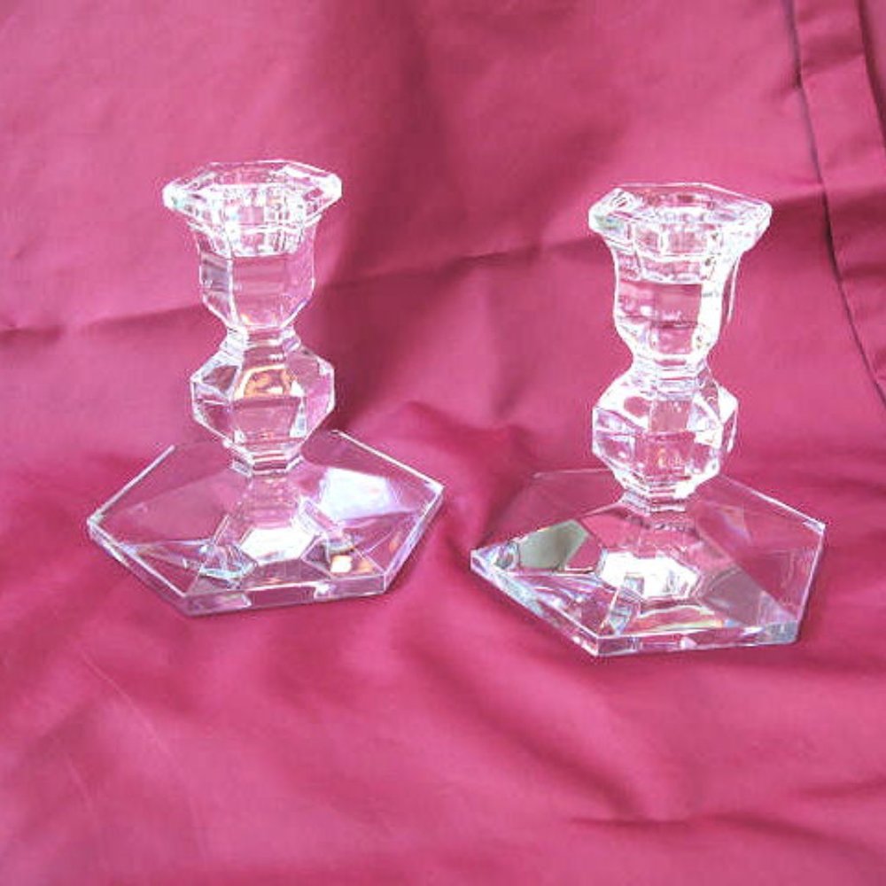 VAL ST. LAMBERT CRYSTAL CANDLESTICKS, 5"